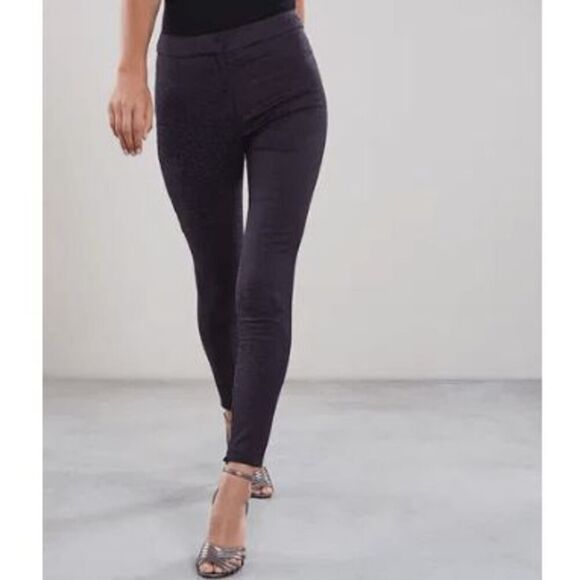 REISS Lio Leopard Pattern Jacquard Skinny Trousers Pants Black Zip Ankle Size 6 - Picture 1 of 14